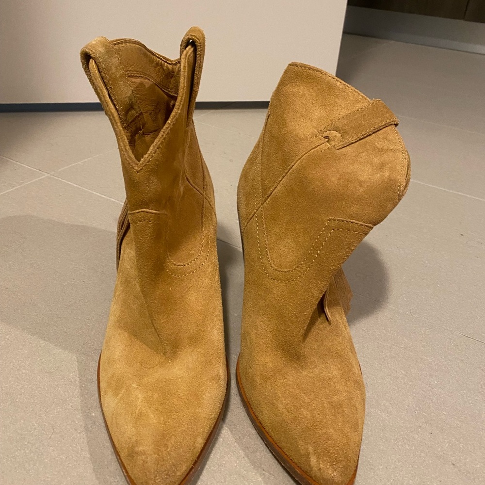 Frye Tan Suede Ankle Boots